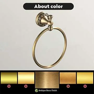 Leyden Brass Towel Ring, Antique Retro Round Towel Holder, Wall Mounted Bath Hand Towel Rack Rail Bathroom Hardware Classical Ancient Wave Pattern Base