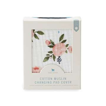 Little Unicorn Premium Changing Pad Cover | Extra Soft & Breathable Muslin Fabric (Watercolor Roses)
