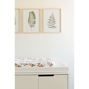 Little Unicorn Premium Changing Pad Cover | Extra Soft & Breathable Muslin Fabric (Watercolor Roses)