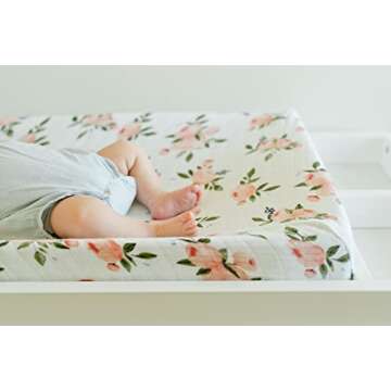 Little Unicorn Premium Changing Pad Cover | Extra Soft & Breathable Muslin Fabric (Watercolor Roses)