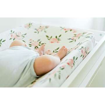 Little Unicorn Premium Changing Pad Cover | Extra Soft & Breathable Muslin Fabric (Watercolor Roses)