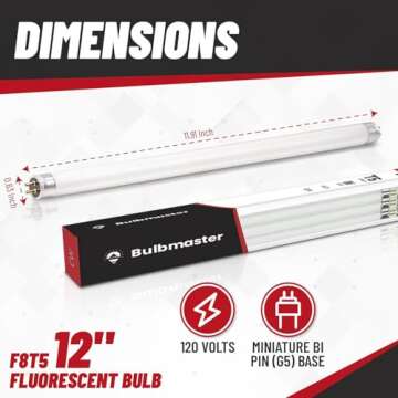 BULBMASTER F8T5 CW Fluorescent Bulbs Pack of 6 12 Inch 8W