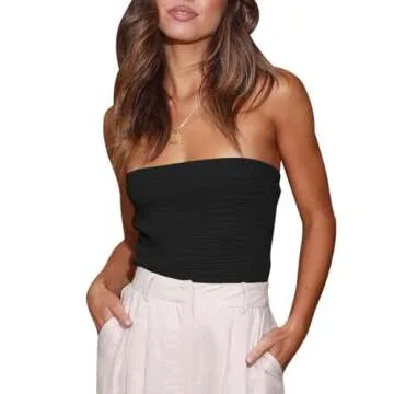 BZB Women Tube Crop Top - Stylish Strapless Bandeau for Summer