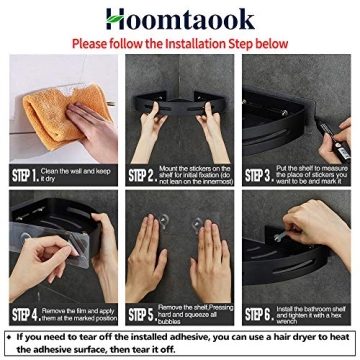 Hoomtaook Corner Shower Shelf - No Drilling, 2-Tier Organizer