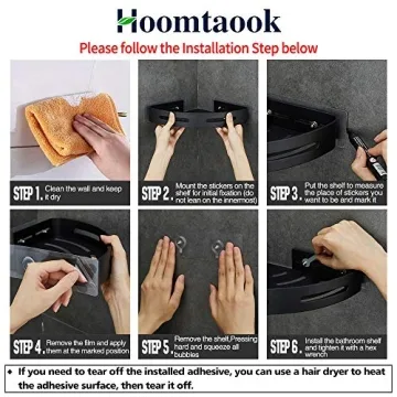 Hoomtaook Corner Shower Shelf - No Drilling, 2-Tier Organizer