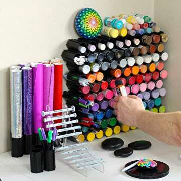 40 pc Set Hex Hive Craft Paint Storage Organizer Rack for Paint, Pens, Dotting Tools, Vinyl Rolls, etc. Craft Room Storage Organizer Made in USA