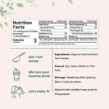 Micro Ingredients Organic Matcha Green Tea Powder, 1lb | Premium First Harvest Japanese for Daily Beverage | 100% Pure Culinary Grade | No Sugar, Eco-Friendly Recyclable Bags