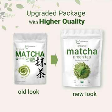 Micro Ingredients Organic Matcha Green Tea Powder, 1lb | Premium First Harvest Japanese for Daily Beverage | 100% Pure Culinary Grade | No Sugar, Eco-Friendly Recyclable Bags