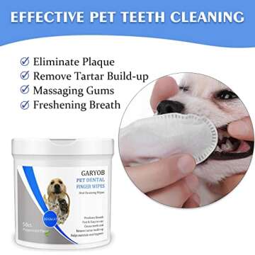 GARYOB Pet Dental Fingers Wipes - 50 Pcs - Oral Cleansing for Dogs & Cats