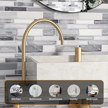 WOWSTAR 12x12 Gray Peel and Stick Backsplash Tiles