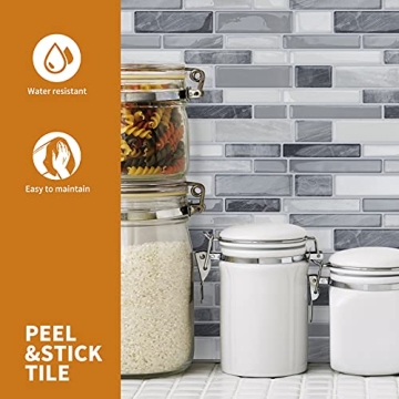 WOWSTAR 12x12 Gray Peel and Stick Backsplash Tiles