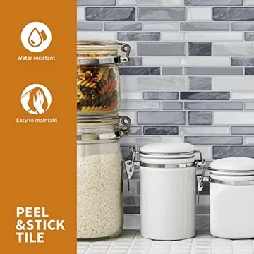 WOWSTAR 12x12 Gray Peel and Stick Backsplash Tiles