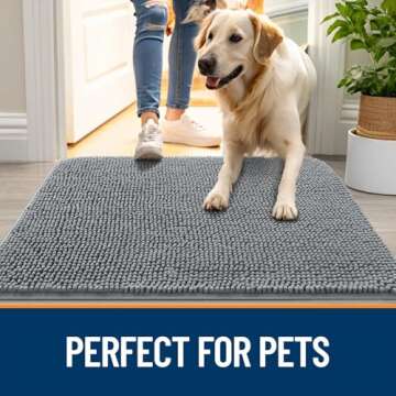 OLANLY Dog Door Mat - Absorbent Chenille Mud Mat