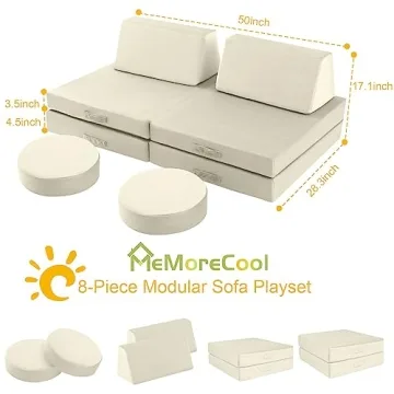 MeMoreCool Modular Kids Play Couch for Toddlers