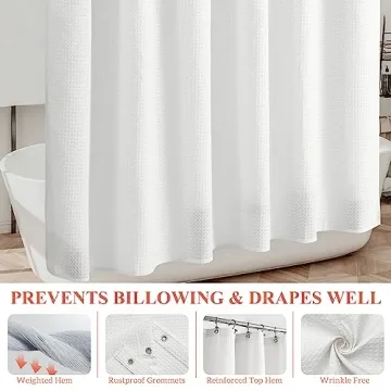 Barossa Design Waffle Shower Curtain & Liner Set for Modern Bathrooms