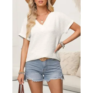 EVALESS Women's V-Neck Cap Sleeve Top 2025 Summer Fashion