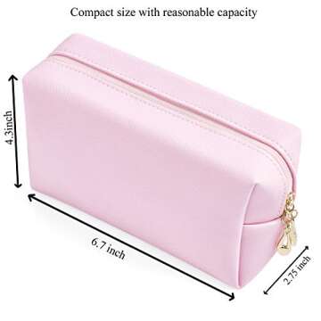 Sohynca PU Leather Cosmetic Bag for Women Minimalism Makeup Bag for Daily Use Portable Storage Purse...
