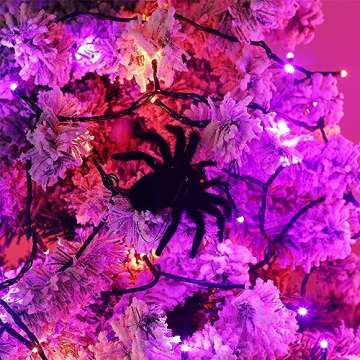 HOME LIGHTING Halloween Lights, 66FT 200 LED Plug in Green Wire String Light, 8 Lighting Modes Waterproof Fairy Mini Lights for Indoor Outdoor Christmas Wedding Party Decorations (Orange & Purple)