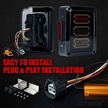 Xprite LED Tail Lights Smoked Lens for Jeep Wrangler 2007-2018