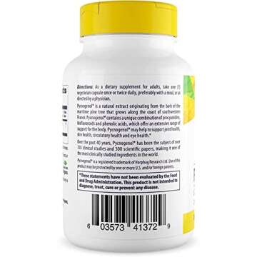 Healthy Origins Pycnogenol 100 mg - Premium Pine Bark Extract - French Maritime Pine Bark Extract for Heart Health, Skin Care & More - Gluten-Free & Non-GMO Supplement - 60 Veggie Caps