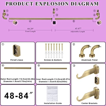 Antique Bronze Disc Curtain Rod, Adjustable Elegant Design