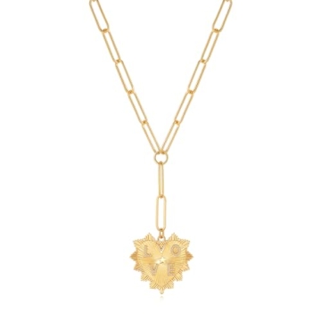 Heart Necklace for Women 18K Gold Plated Charm Heart Pendant Necklace Chunky Choker Chain Necklace T...