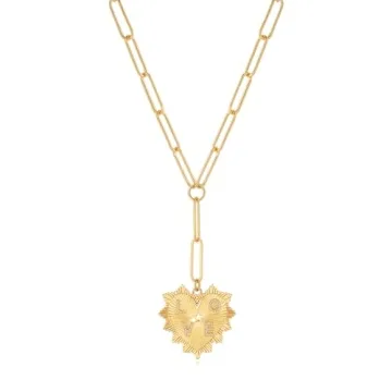 Heart Necklace for Women 18K Gold Plated Charm Heart Pendant Necklace Chunky Choker Chain Necklace T...