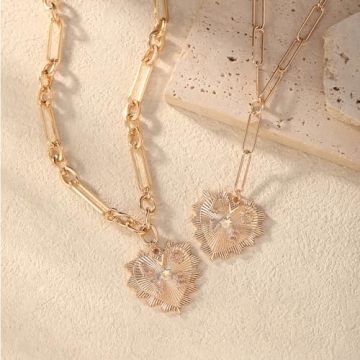 Trendy Gold Heart Necklace Aesthetic Charm Pendant