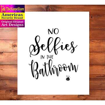 TheNameStore Bathroom Quotes and Sayings Bathroom Prints - Set of 4 Funny Wall Art & Decor for Restroom, 8x10 Unframed Pictures with Humorous Quotes, Perfect for Kids & Adults Bathroom Decoration