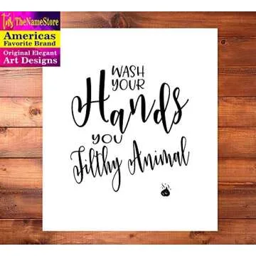 TheNameStore Bathroom Quotes and Sayings Bathroom Prints - Set of 4 Funny Wall Art & Decor for Restroom, 8x10 Unframed Pictures with Humorous Quotes, Perfect for Kids & Adults Bathroom Decoration