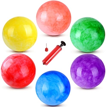GCQJOQ 6 Pcs Marbleized Bouncy Balls Inflatable Sensory Balls for Beach School Playground Indoor/Out...
