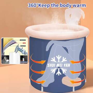SHUIMEIYAN Large Ice Bath Tub for Athletes - Portable Cold Water Therapy (8209 navy-29.5"Φ x 29.5"H...