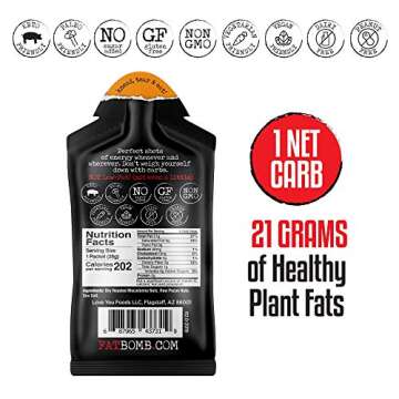 FBOMB Macadamia Nut Butter Packets - Keto Fat Bombs - Low Carb, Paleo, Keto Snacks. No added Sugar. Gluten Free - Macadamia + Pecan. 10 Single Serve Packets