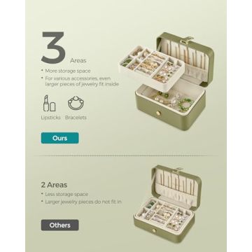 SONGMICS Jewelry Box Travel Case Portable Jewelry Organizer