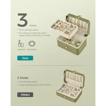 SONGMICS Jewelry Box Travel Case Portable Jewelry Organizer