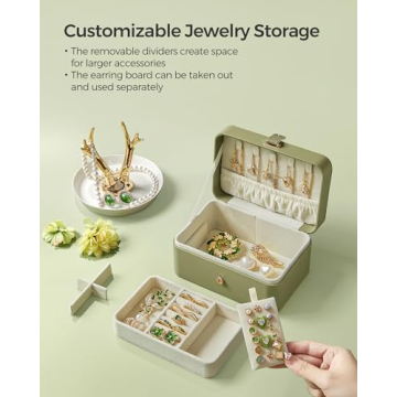 SONGMICS Jewelry Box Travel Case Portable Jewelry Organizer