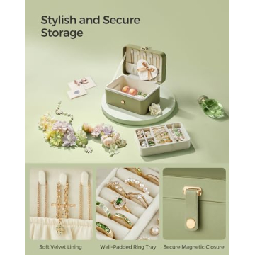 SONGMICS Jewelry Box Travel Case Portable Jewelry Organizer