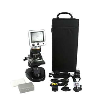 Celestron – LCD Digital Microscope II – Biological Microscope with a Built-in 5MP Digital Camera – Adjustable Mechanical Stage –Carrying Case and 1GB Micro SD Card