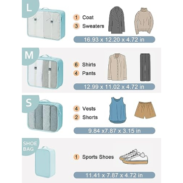 DIMJ Packing Cubes for Travel - 8-Piece Organizer Set