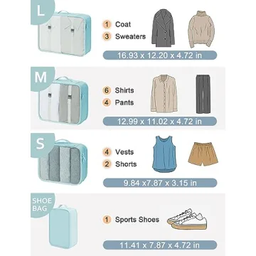 DIMJ Packing Cubes for Travel - 8-Piece Organizer Set