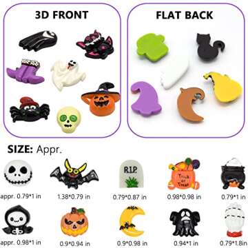 100 PCS Halloween Resin Flatback Charms for Crafts