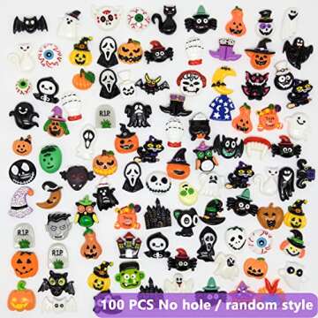 100 PCS Halloween Resin Flatback Charms for Crafts