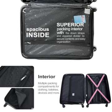 Travelhouse Luggage Sets, Expandable Hardside Suitcases 24in/28in, Carry on 20in,3 Piece Set Travel Luggages Clearance with Double Spinner Wheels TSA Lock Lightweight (1065-Purple)