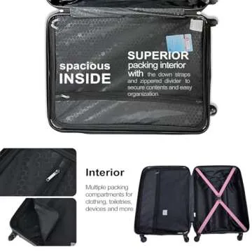 Travelhouse Luggage Sets, Expandable Hardside Suitcases 24in/28in, Carry on 20in,3 Piece Set Travel Luggages Clearance with Double Spinner Wheels TSA Lock Lightweight (1065-Purple)