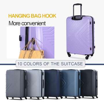 Travelhouse Luggage Sets, Expandable Hardside Suitcases 24in/28in, Carry on 20in,3 Piece Set Travel Luggages Clearance with Double Spinner Wheels TSA Lock Lightweight (1065-Purple)
