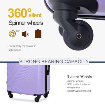Travelhouse Luggage Sets, Expandable Hardside Suitcases 24in/28in, Carry on 20in,3 Piece Set Travel Luggages Clearance with Double Spinner Wheels TSA Lock Lightweight (1065-Purple)