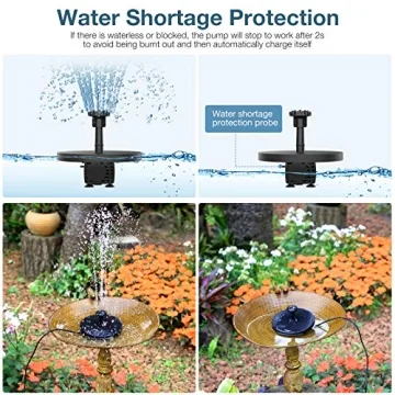 AISITIN Solar Fountain Pump with Battery & 6 Nozzles