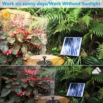 AISITIN Solar Fountain Pump with Battery & 6 Nozzles