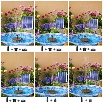 AISITIN Solar Fountain Pump with Battery & 6 Nozzles