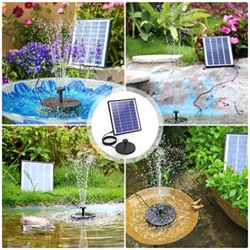 AISITIN Solar Fountain Pump with Battery & 6 Nozzles